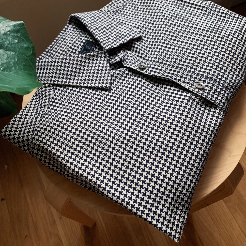 Prada men’s houndstooth print French cuff shirt